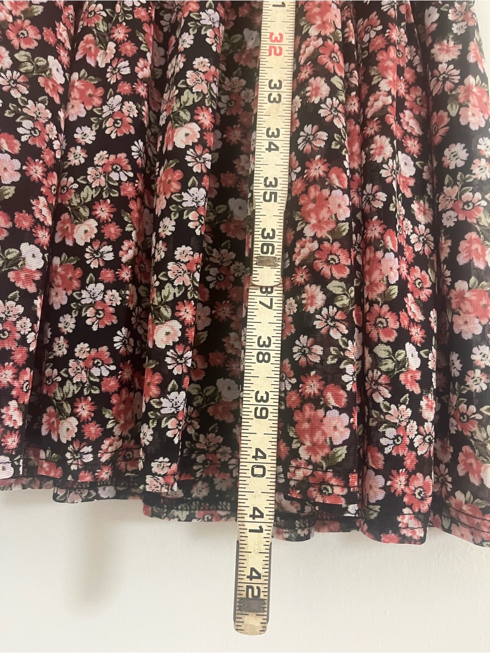 Ember Women’s Small Black Floral Tiered Dress with Pink and White Blossoms - Picture 8 of 8